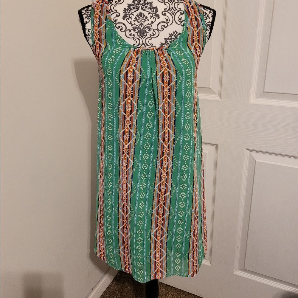 Umgee green and orange Aztec pattern Summer dress